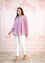 Juniper Lavender Embroidered Cotton Kurta with Pant - Distacart