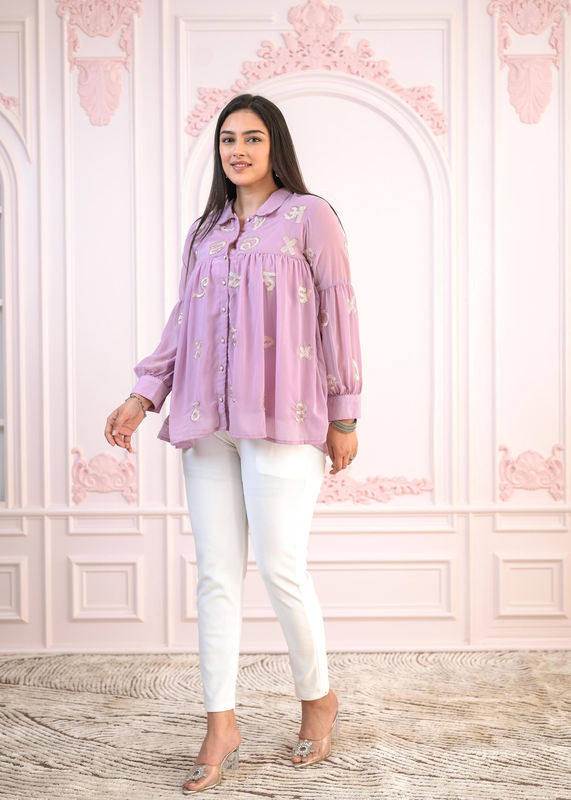 Juniper Lavender Embroidered Cotton Kurta with Pant - Distacart