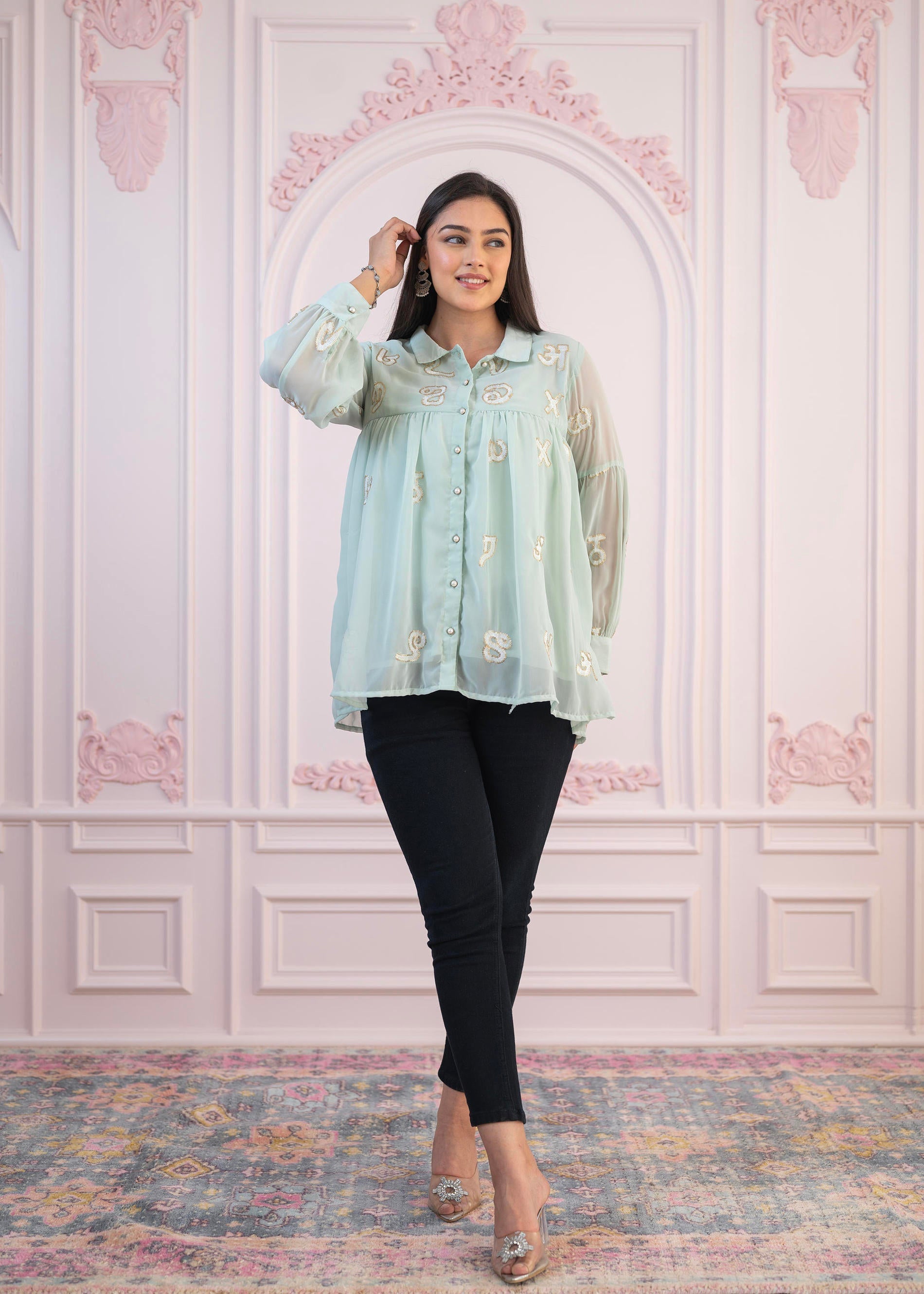 Juniper Mint Embroidered Cotton Kurta with Pant - Distacart