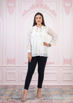 Juniper White embroiderd and sequince tunic with buttons