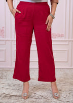 Juniper Maroon Angrakha-Style Kurta Set with Gota Work and Dupatta - Distacart