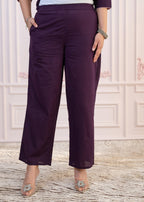 Juniper Purple Floral Embroidered Cotton Kurta with Palazzo