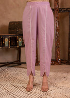 Juniper Lavender Embroidered Cotton Kurta with Palazzo & Cotton Sleeves