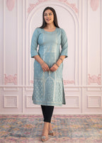 Juniper Mint Printed Viscose Straight Fit Kurta - Distacart