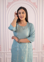 Juniper Mint Printed Viscose Straight Fit Kurta - Distacart