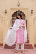 Juniper Pink Ethnic Motif Printed Viscose Kurta Set With Sequin & Thread Work - Distacart