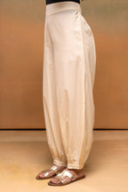 Juniper Ivory Cotton Solid Pant For Women