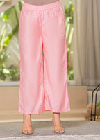 Juniper Baby Pink Embroidered Flared Kurta Set with Dupatta - Distacart