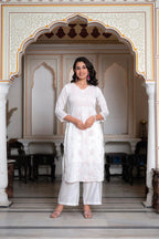 Juniper Off-White Chanderi Kurta with Bead Work & Thread Detailing