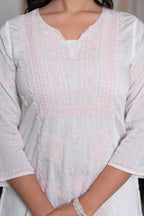 Juniper Off-White Chanderi Kurta with Bead Work & Thread Detailing