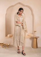 Juniper Embroidered Dress with Subtle Shimmer and Dupatta - Distacart