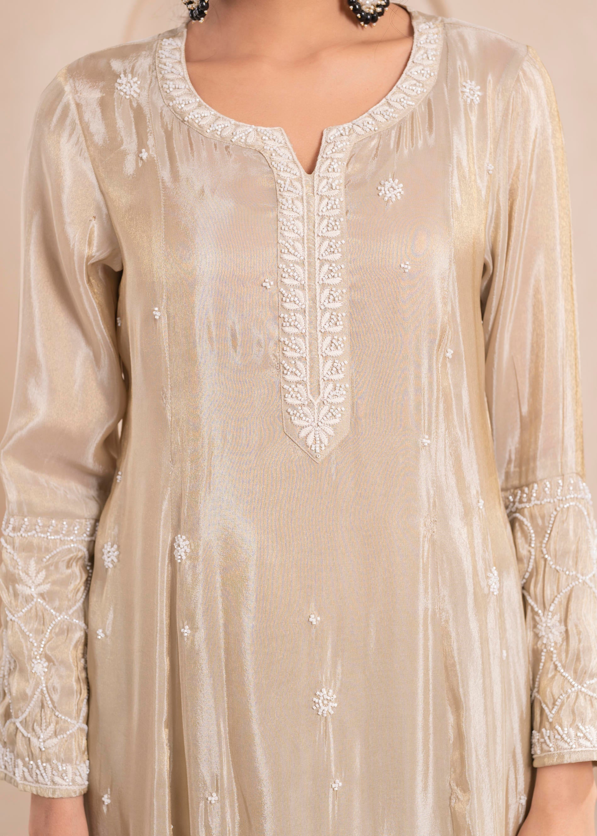 Juniper Embroidered Dress with Subtle Shimmer and Dupatta - Distacart