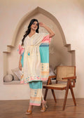 Juniper Ivory Printed Kaftan-Style Kurta Set with Drawstring Waist and Tribal Pastel Print - Distacart