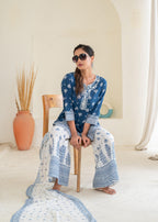 Juniper Floral Embroidered Cotton Kurta, Printed Straight-Fit Pants - Distacart