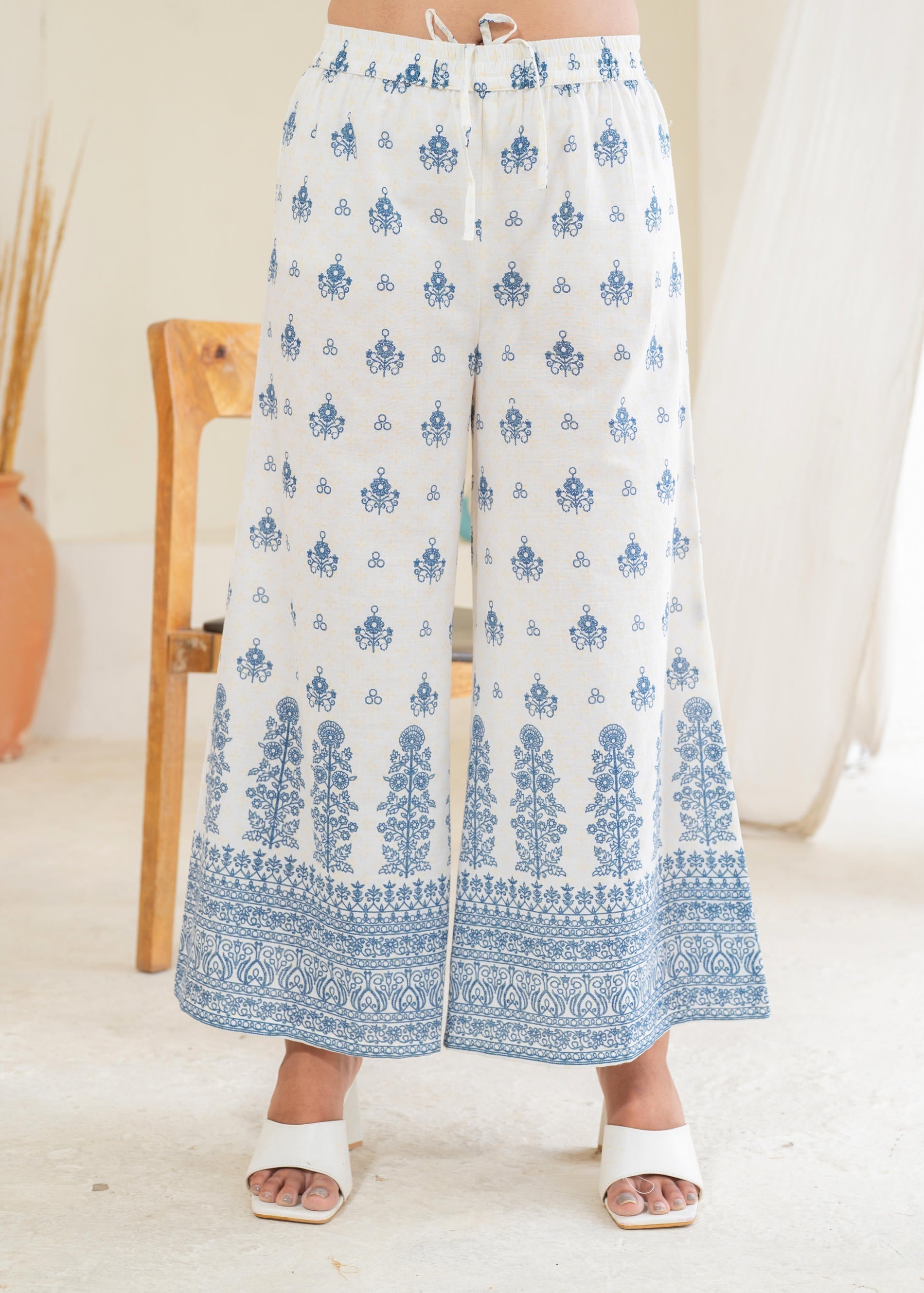 Juniper Floral Embroidered Cotton Kurta, Printed Straight-Fit Pants - Distacart