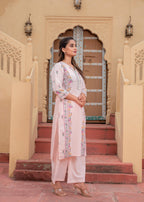 Juniper Soft Pastel Floral Printed Onion Pink Kurti Set - Distacart