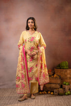 Juniper Gulbahaar Blush Floral Kurta Pant And Dupatta Set - Distacart