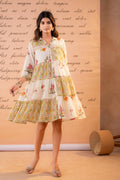 Juniper Off-White Meadow Patchwork Tier Dress - Distacart