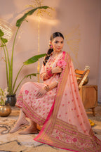 Juniper Noor-e-Gul Peach Printed Kurta Pant And Dupatta Set - Distacart