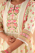 Juniper Noor-e-Gul SageGreen Printed Kurta Pant And Dupatta Set - Distacart