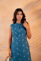 Juniper Indigo Bloom Border Kurta - Distacart