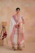 Juniper Gulbahaar Ivory Floral Printed Kurta Palazzo And Dupatta Set - Distacart