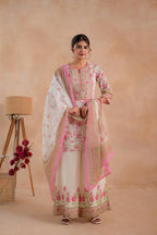 Juniper Gulbahaar Ivory Floral Printed Kurta Palazzo And Dupatta Set - Distacart