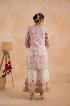 Juniper Gulbahaar Ivory Floral Printed Kurta Palazzo And Dupatta Set - Distacart