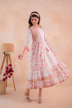 Juniper Ivory Gulbahaar Floral Tiered Dress - Distacart