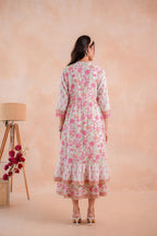 Juniper Ivory Gulbahaar Floral Tiered Dress - Distacart