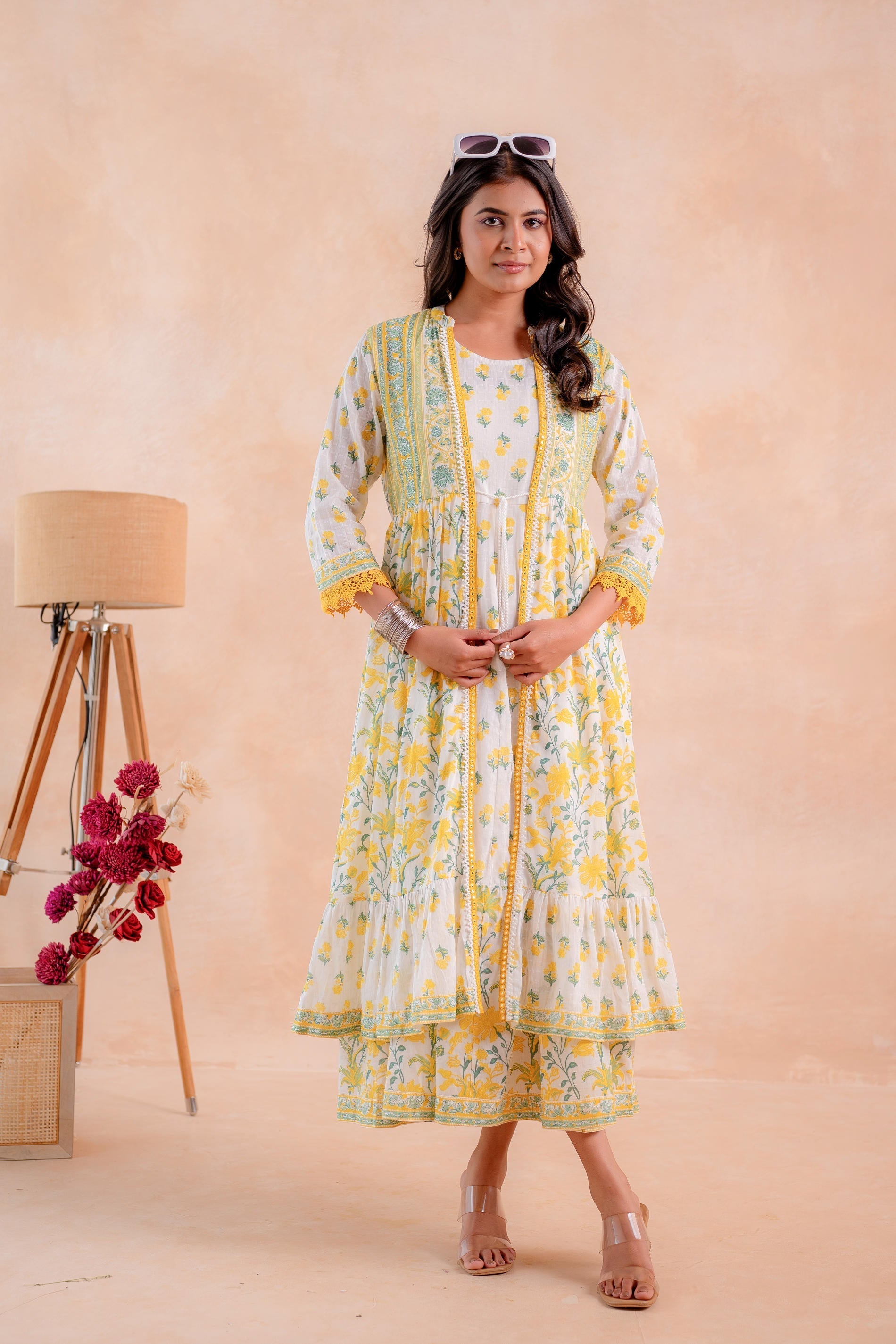 Juniper Sunlit Gulbahaar Floral Tiered Dress - Distacart