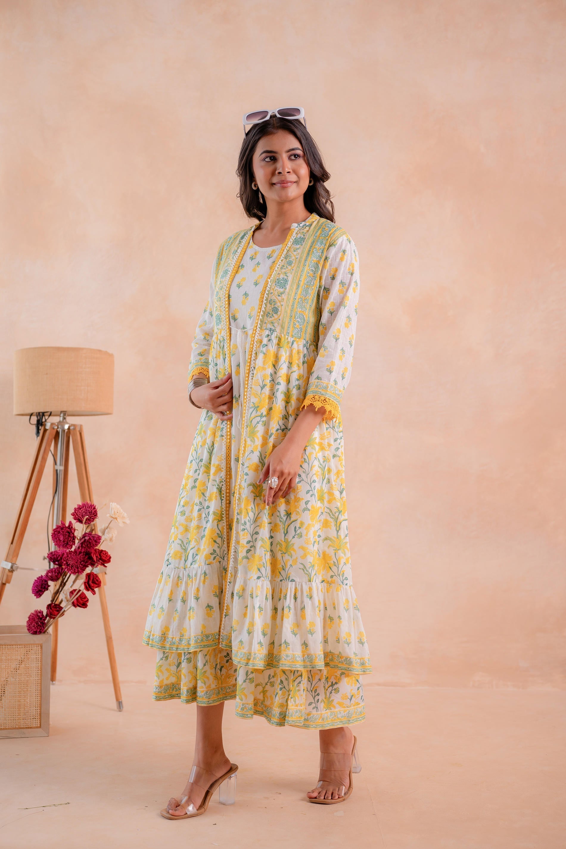 Juniper Sunlit Gulbahaar Floral Tiered Dress - Distacart