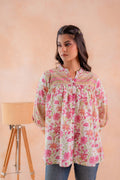 Juniper Floral Printed Gathered Ethnic Tunic - Distacart
