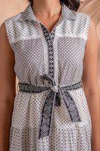 Juniper Black and White Tiered Midi Dress - Distacart