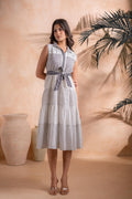 Juniper Black and White Tiered Midi Dress - Distacart