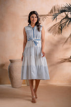 Juniper Neel Aangan Tiered Midi Dress - Distacart