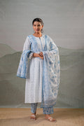Juniper Neelambar Skyblue Printed Flared Kurta Pant And Dupatta Set - Distacart