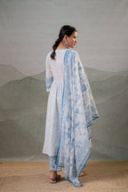 Juniper Neelambar Skyblue Printed Flared Kurta Pant And Dupatta Set - Distacart