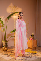 Juniper Gulnaar Pink Printed Flared Kurta Pant And Dupatta Set - Distacart