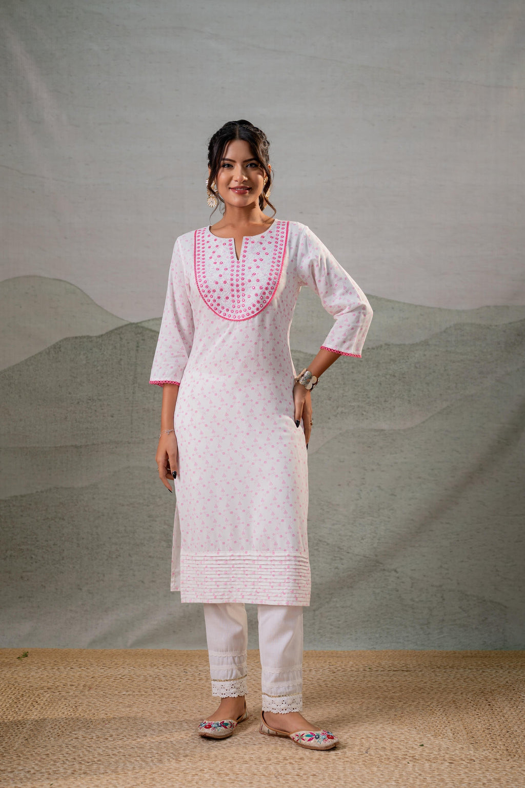 Juniper Rosebud Yoke Printed Kurta - Distacart
