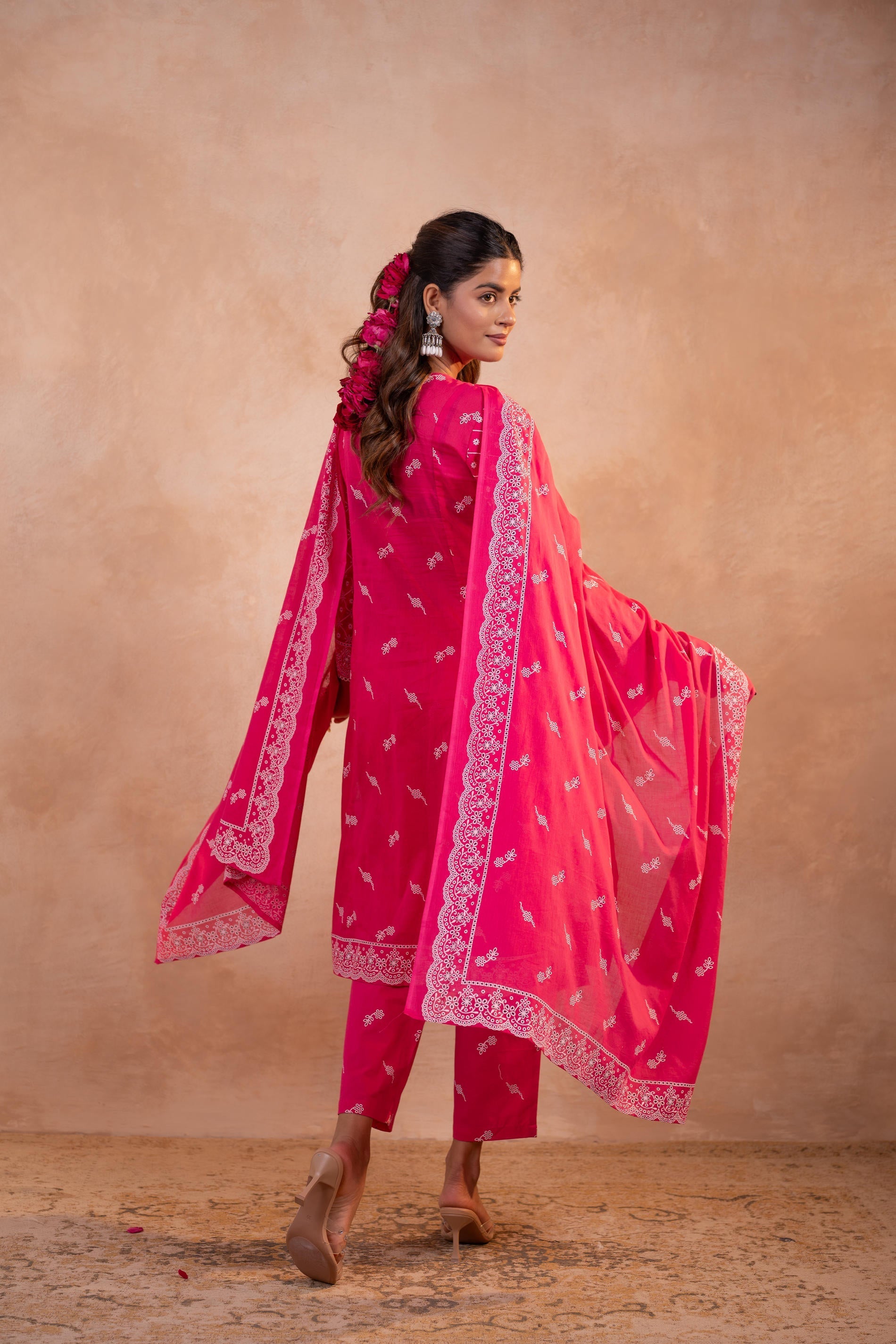 Juniper Gulbahar Fuchsia Printed Kurta Pant And Dupatta Set - Distacart