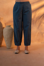 Juniper Noir Ikat Echo Blue & White Printed Kurta Pant And Dupatta Set - Distacart