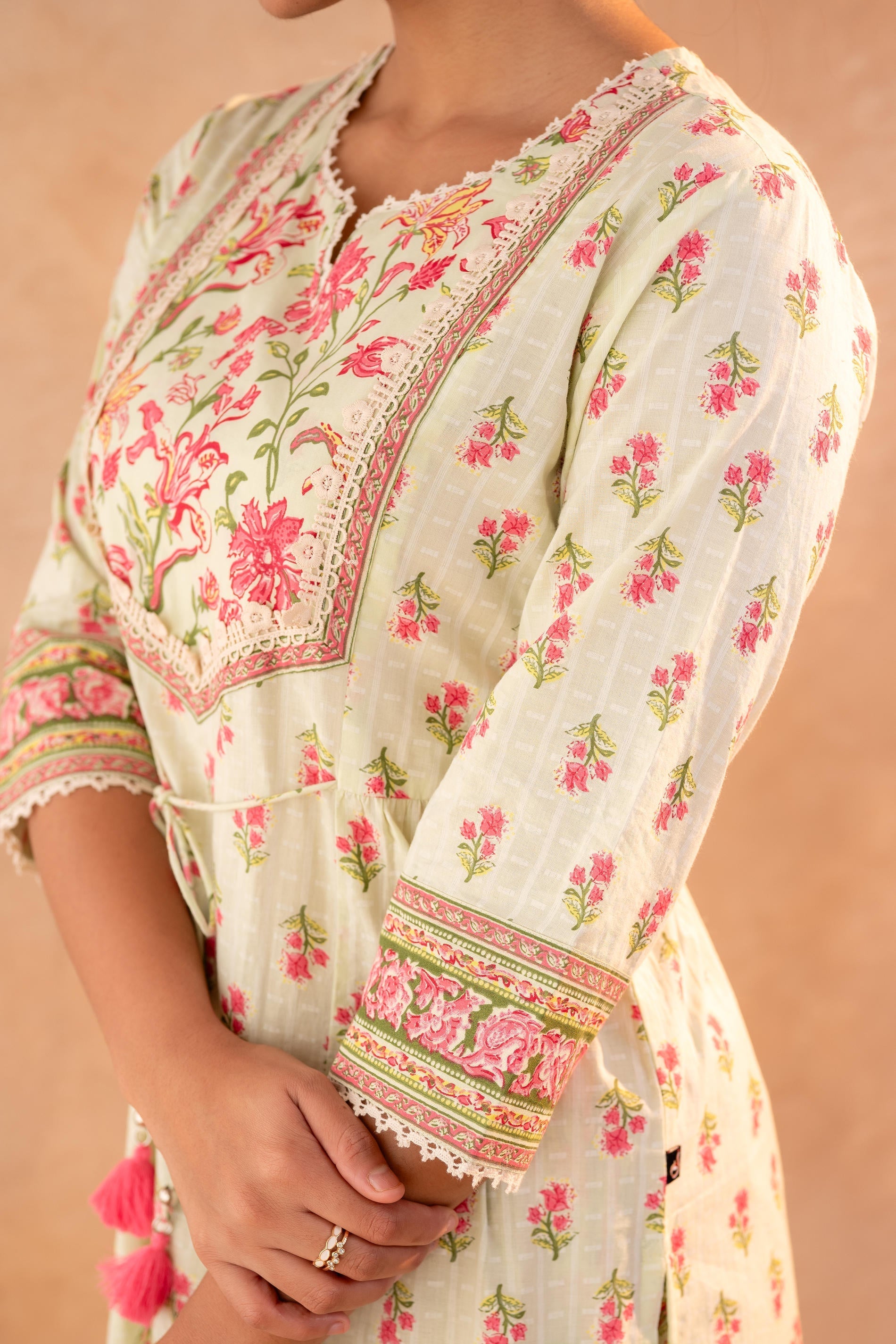 Juniper Gulnaar Garden Printed Kurta Pant And Dupatta Set - Distacart