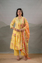 Juniper Bloom Veil Floral Anarkali Kurta Pant And Dupatta Set - Distacart