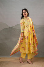 Juniper Bloom Veil Floral Anarkali Kurta Pant And Dupatta Set - Distacart