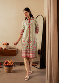 Juniper Sage Green Floral Printed Viscose Kurta With Button Detailing - Distacart