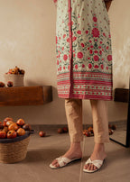 Juniper Sage Green Floral Printed Viscose Kurta With Button Detailing - Distacart