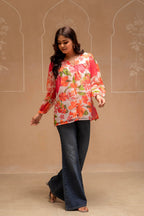Juniper Man Made Multicolor Fiber Floral Printed Tunic With Button Details - Distacart