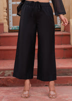 Juniper Man Made Fiber Black Embroidered Kurta Pant And Dupatta Set With Zari Work And Sequin - Distacart