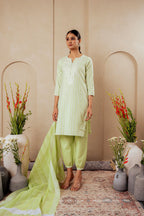 Juniper Sage Green Kurta Set With Subtle Thread Embroidery - Distacart